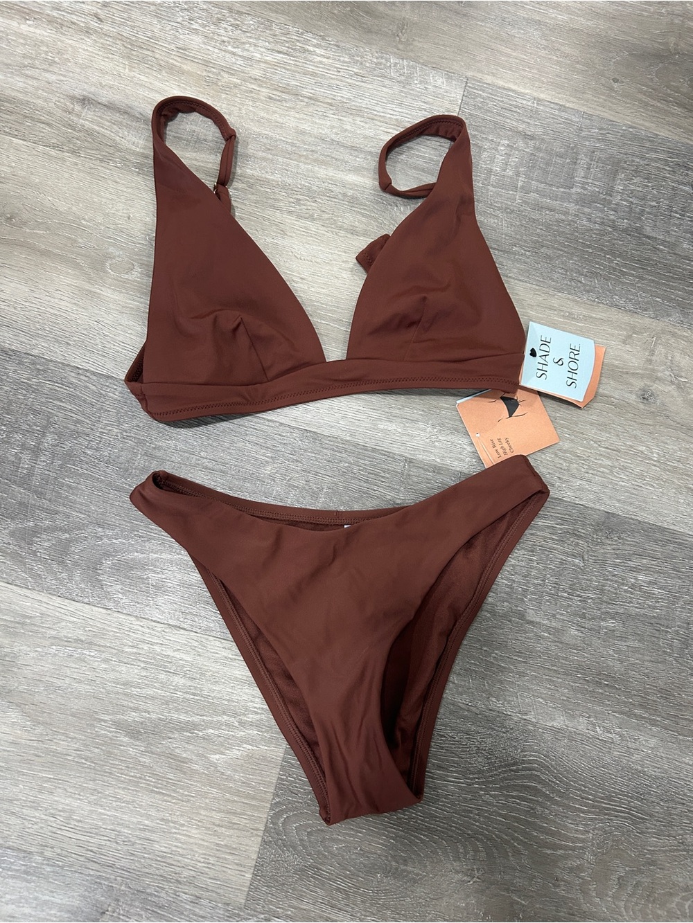 Shade & Shore Chocolate Brown Triangle Bikini Set